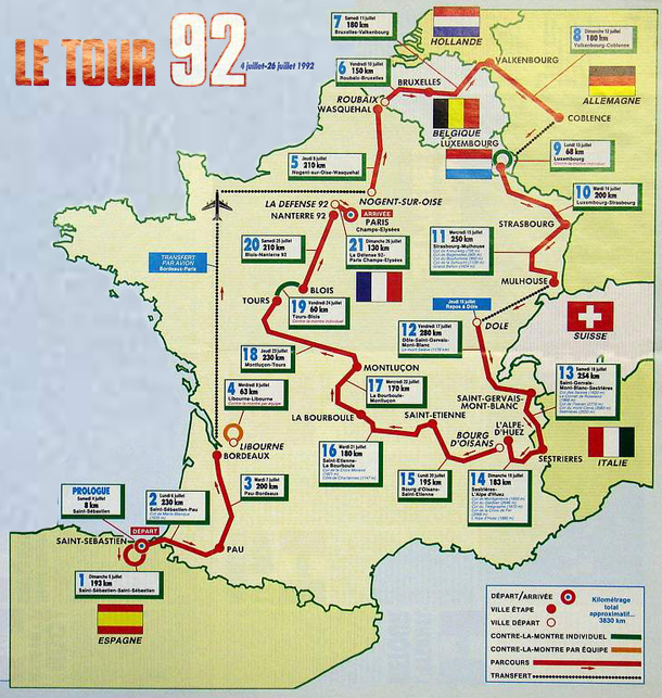 1992 Tour de France route