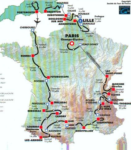 1994 Tour de France map