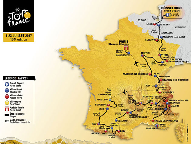 2017 Tour de France map