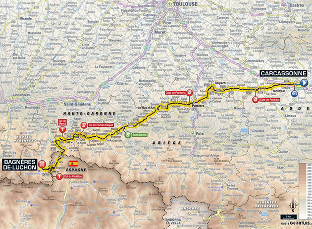 2018 Tour de France stage 16 map