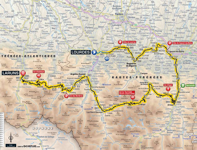 2018 Tur de France stage 19 map