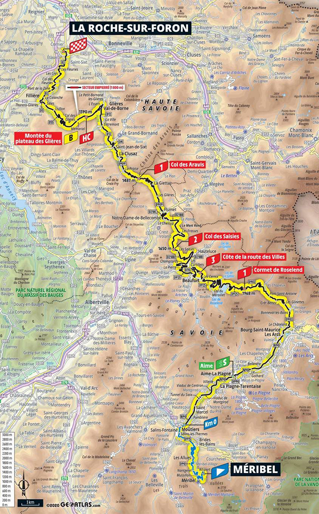 2020 Tour de France stage 18 map