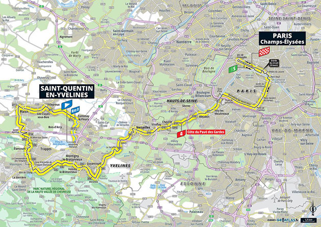 2023 Tour de France stage 21 map