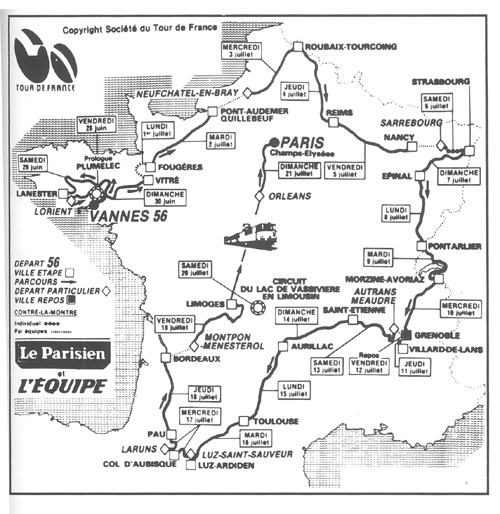 1985 Tour de France route